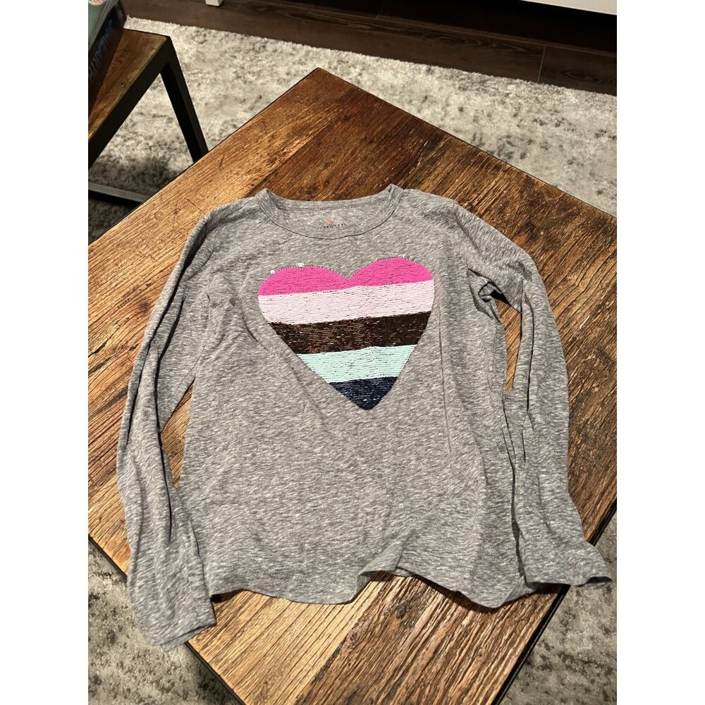 Crewcuts Sequin Heart Long Sleeve Shirt